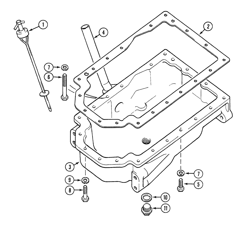 Схема запчастей Case 380B - (2-44) - OIL PAN (02) - ENGINE