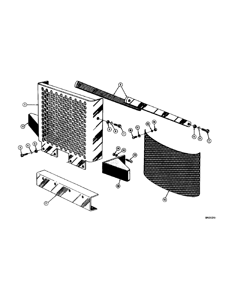 Схема запчастей Case 320 - (040) - RADIATOR GUARD (OPTIONAL EQUIPMENT) (05) - UPPERSTRUCTURE CHASSIS