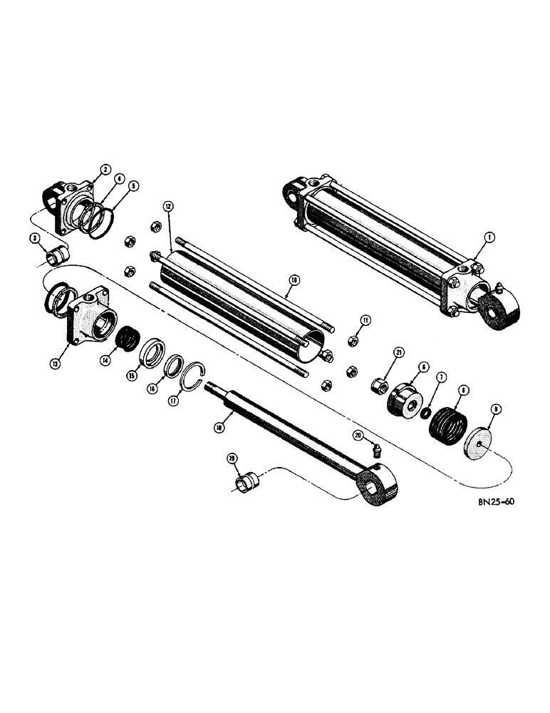 Схема запчастей Case 420B - (096[1]) - D24461 TERRALOADR BUCKET HYDRAULIC CYLINDER (07) - HYDRAULIC SYSTEM