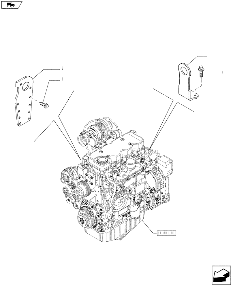 Схема запчастей Case F4HE9484C J100 - (10.012.04) - HOOKS - ENGINE (2855772) (10) - ENGINE