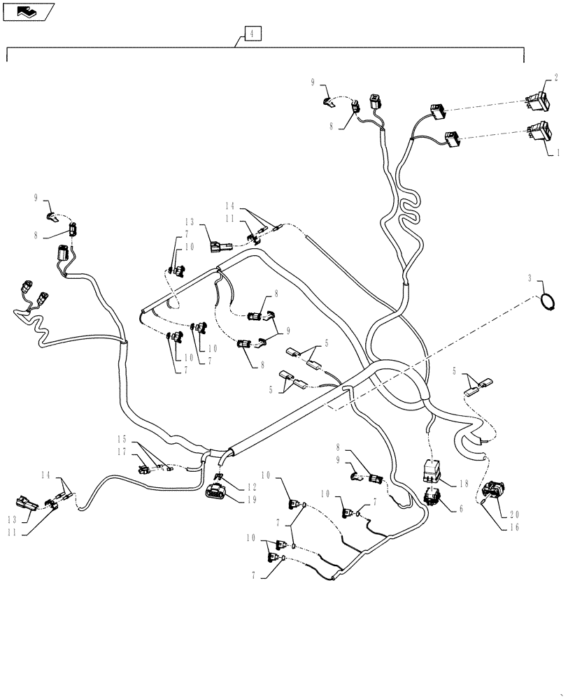 Схема запчастей Case 590SN - (55.512.21) - HARNESS, INSTALL (55) - ELECTRICAL SYSTEMS