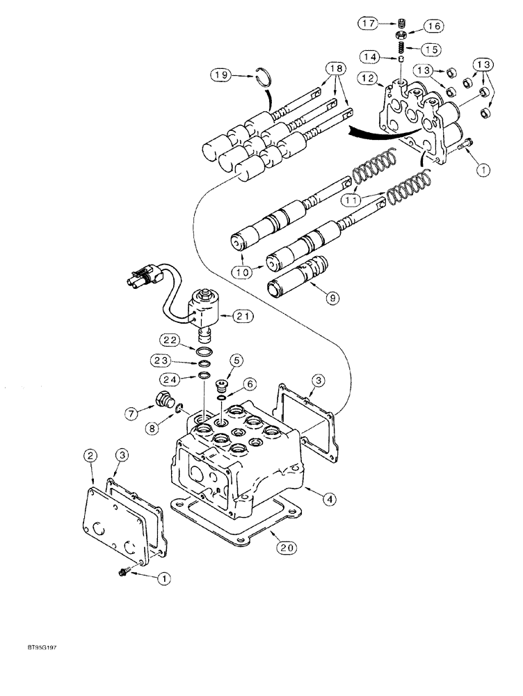 Схема запчастей Case 550G - (6-22) - TRANSMISSION CONTROL VALVE ASSEMBLY (03) - TRANSMISSION