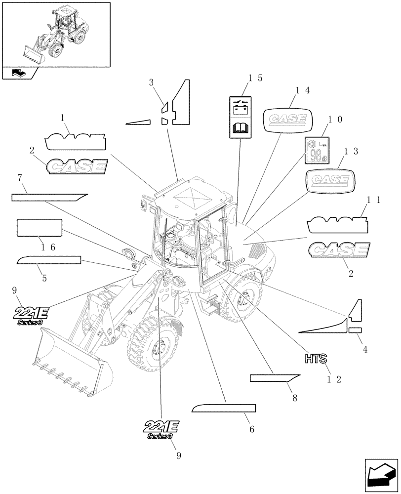 Схема запчастей Case 221E - (620/05[02]) - DECAL KIT DESIGN - EU - (HIGH SPEED) (08) - SHEET METAL/DECALS