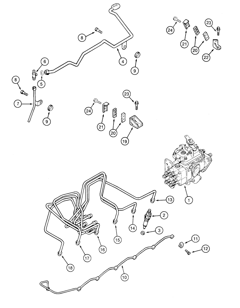 Схема запчастей Case 855E - (3-10) - FUEL INJECTION SYSTEM, 6T-590 ENGINE (03) - FUEL SYSTEM