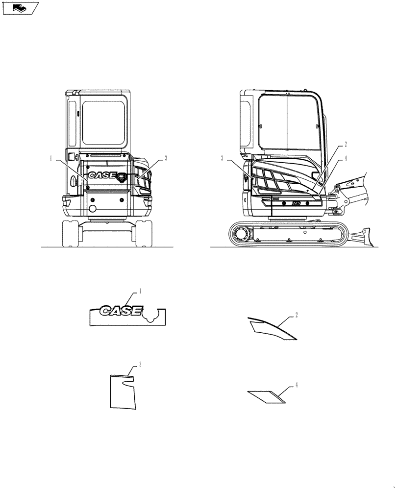 Схема запчастей Case CX27B ASN - (90.108.21) - NAME PLATE INSTALL (90) - PLATFORM, CAB, BODYWORK AND DECALS