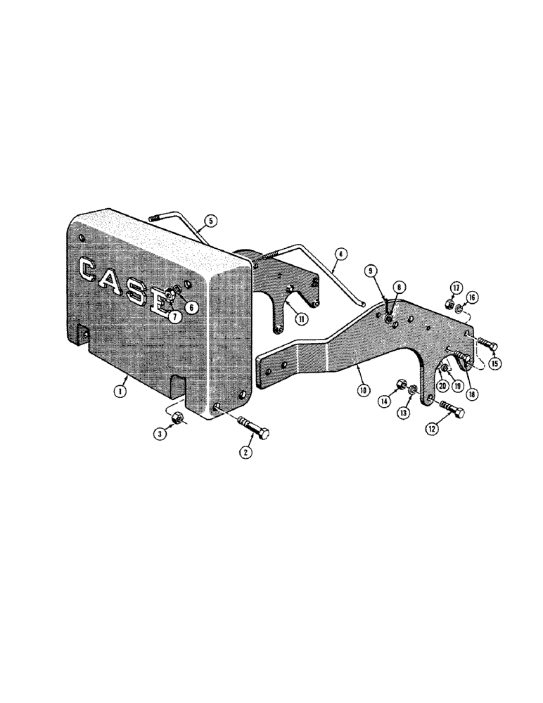 Схема запчастей Case 520 - (122[1]) - REAR COUNTERWEIGHT, WITH P.T.O. AND BELT PULLEY (05) - UPPERSTRUCTURE CHASSIS