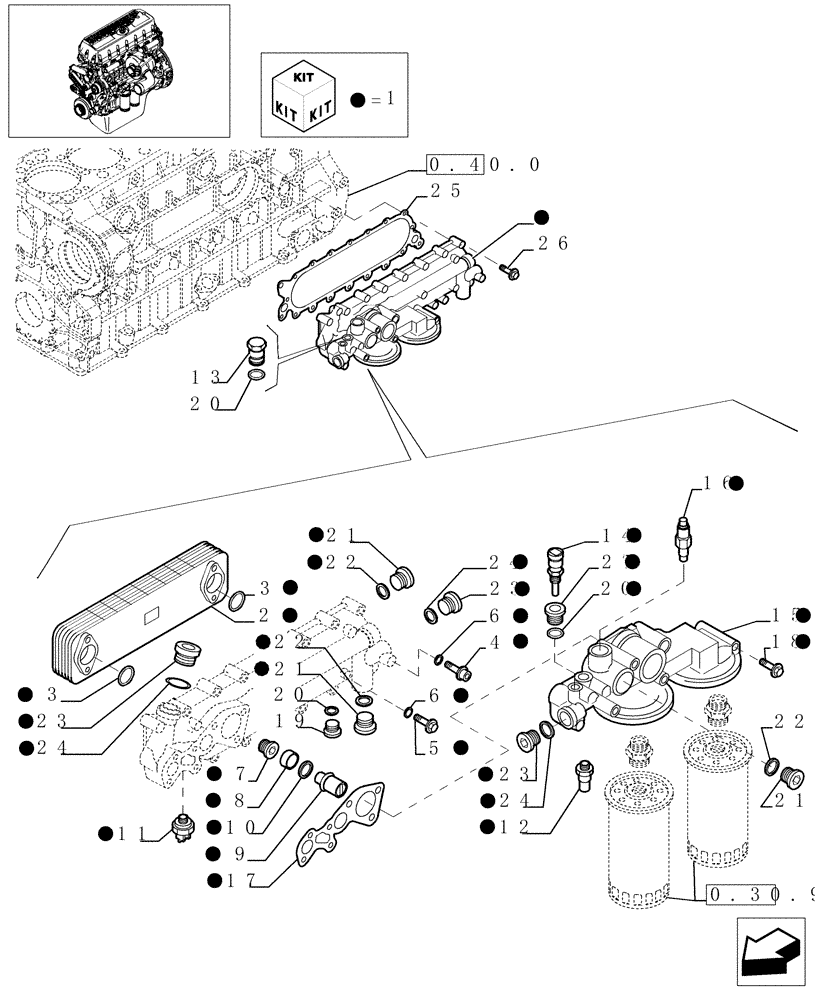 Схема запчастей Case F3BE0684E B003 - (0.31.5[01]) - HEAT EXCHANGER (504040262) 