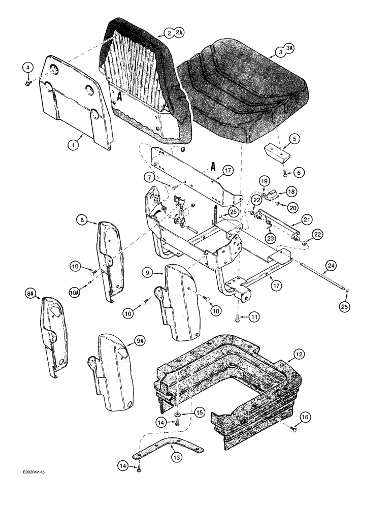 Схема запчастей Case 580SK - (9-114) - SUSPENSION SEAT ASSEMBLIES (09) - CHASSIS/ATTACHMENTS