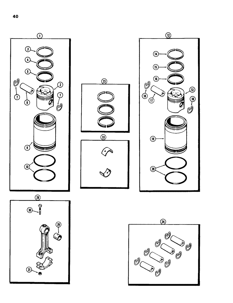 Схема запчастей Case 580C - (040) - PISTONS, 207 DIESEL ENGINE (02) - ENGINE