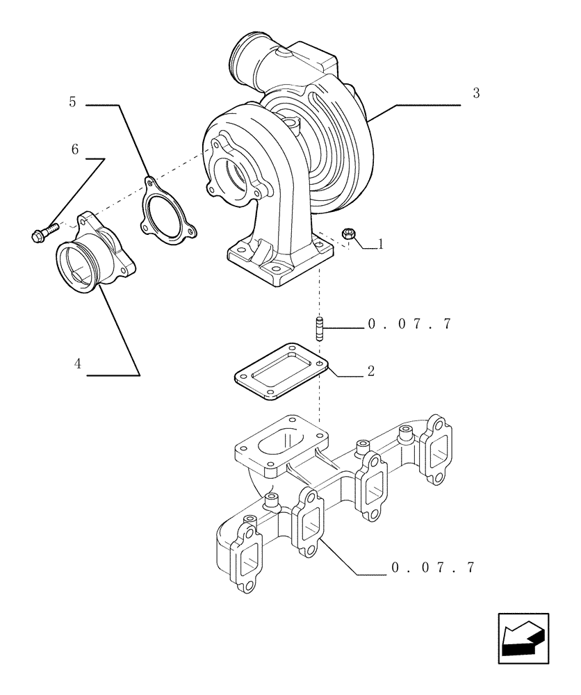 Схема запчастей Case TX945 - (0.24.0[01]) - TURBOCHARGER - VERSION (03/04) (10) - ENGINE