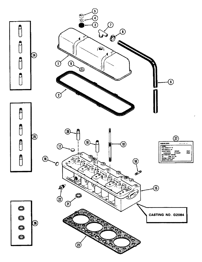 Схема запчастей Case 580B - (058) - CYLINDER HEAD AND COVER, (188) SPARK IGNITION ENGINE (02) - ENGINE