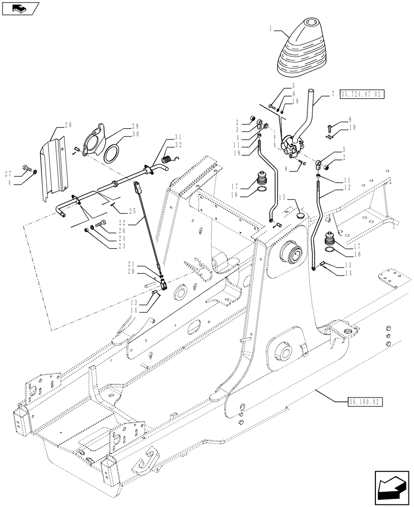 Схема запчастей Case 580SN WT - (35.724.07[01]) - VAR - X20233X - CONTROL - LOADER BUCKET (GEAR PUMP) (35) - HYDRAULIC SYSTEMS