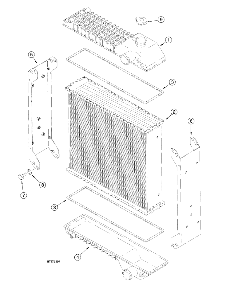 Схема запчастей Case 570LXT - (2-06) - RADIATOR ASSEMBLIES (02) - ENGINE