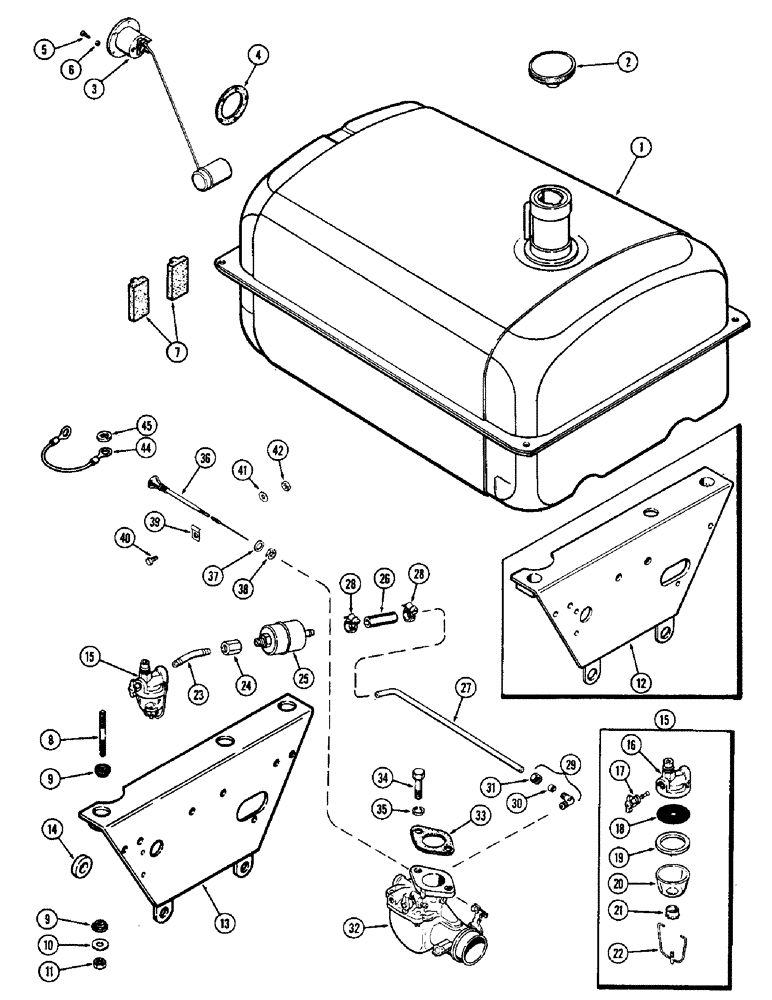 Схема запчастей Case 580B - (106) - FUEL TANK, (188) SPARK IGNITION ENGINE (03) - FUEL SYSTEM