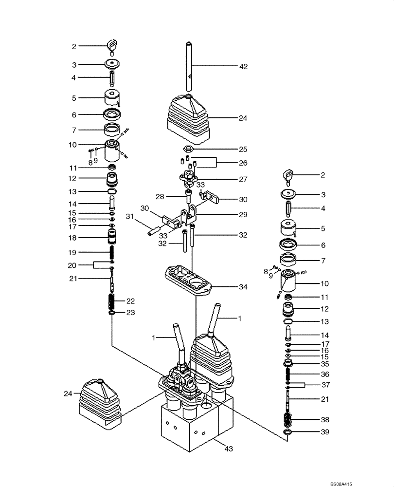 Схема запчастей Case 1221E - (08-16[01]) - HYDRAULICS - REMOTE CONTROL (3) LEVER - 31L6-02500 (87700410) (08) - HYDRAULICS