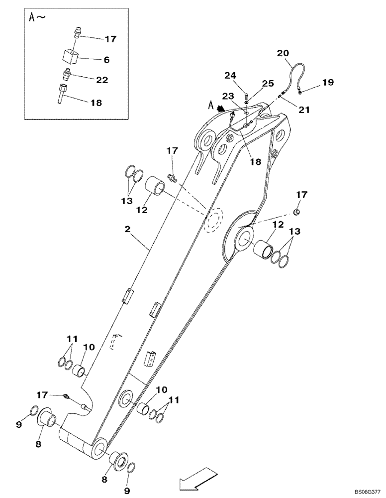 Схема запчастей Case CX470B - (09-47) - ARM, EXCAVATOR, (3.55 M) (09) - CHASSIS