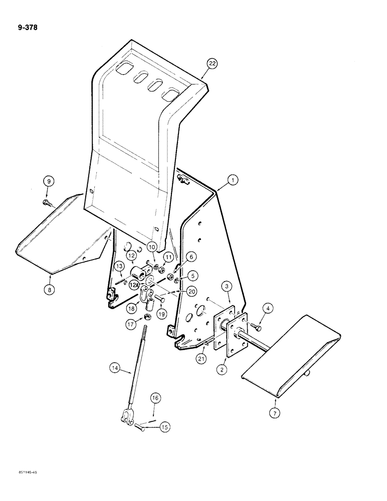 Схема запчастей Case 780C - (9-378) - BACKHOE EXTENDABLE DIPPER CONTROL, HAND SWING MODELS (09) - CHASSIS/ATTACHMENTS