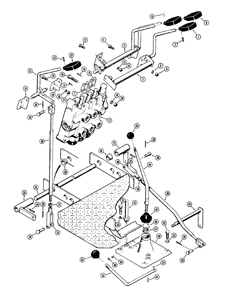 Схема запчастей Case 580 - (50) - CONTROL LEVERS, SHUTTLE AND GEAR SHIFT WITH MECHANICAL SHUTTLE (90) - PLATFORM, CAB, BODYWORK AND DECALS