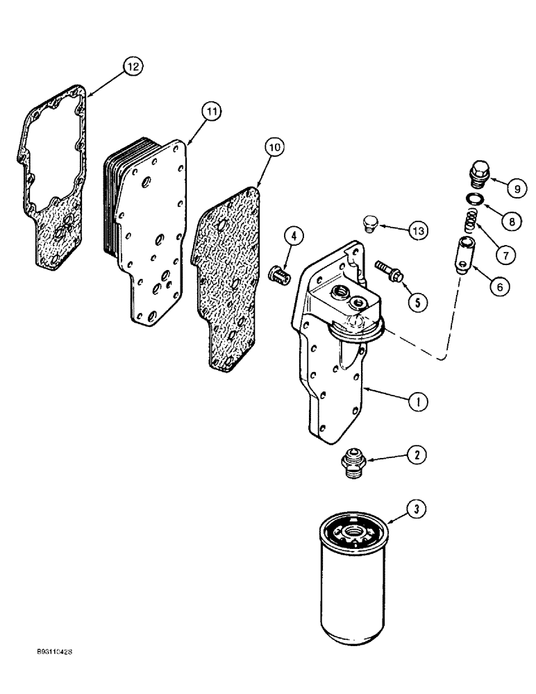 Схема запчастей Case 590L - (2-26) - OIL FILTER AND COOLER, 4T-390 ENGINE (02) - ENGINE