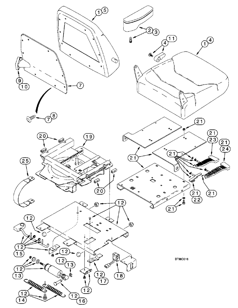 Схема запчастей Case 590SL - (9-72) - DELUXE AIR SUSPENSION SEAT, SEAT, SLIDE AND SWIVEL ASSEMBLY (09) - CHASSIS/ATTACHMENTS