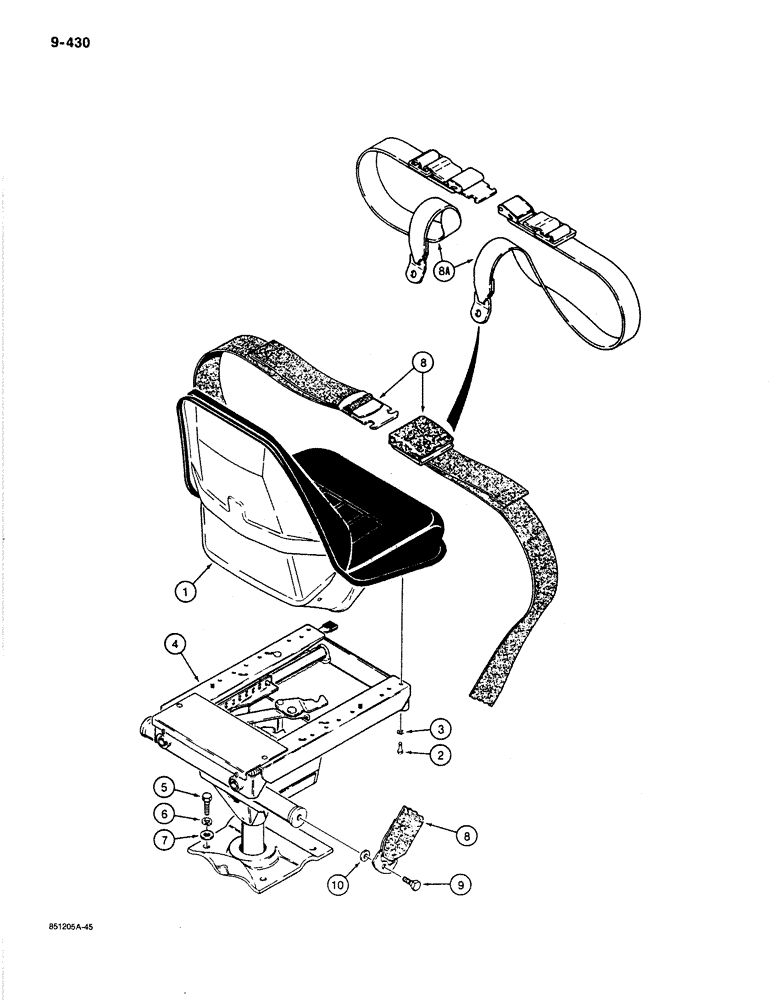 Схема запчастей Case 780C - (9-430) - STANDARD SEAT AND MOUNTING PARTS (09) - CHASSIS/ATTACHMENTS