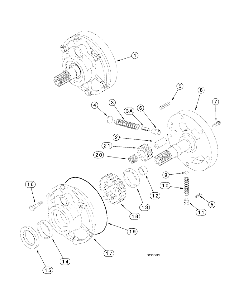 Схема запчастей Case 570LXT - (6-066) - TRANSMISSION ASSEMBLY, OIL PUMP, TWO WHEEL OR FOUR WHEEL DRIVE (06) - POWER TRAIN