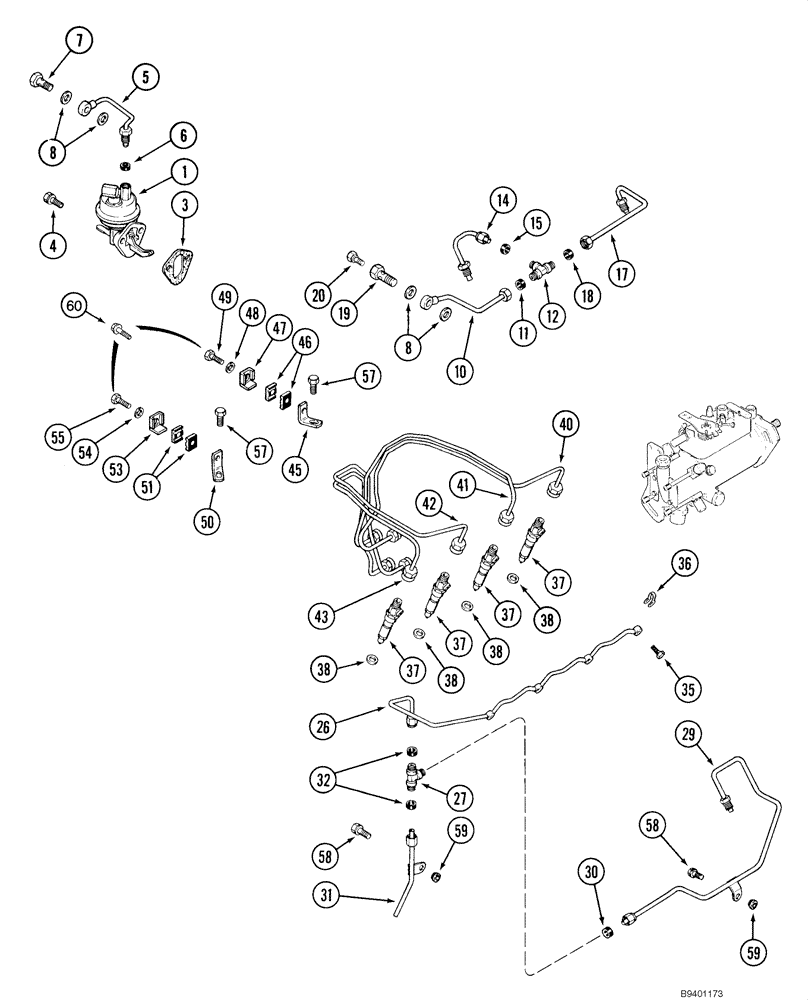 Схема запчастей Case 1840 - (03-01) - FUEL INJECTION SYSTEM, 4-390 ENGINE (03) - FUEL SYSTEM