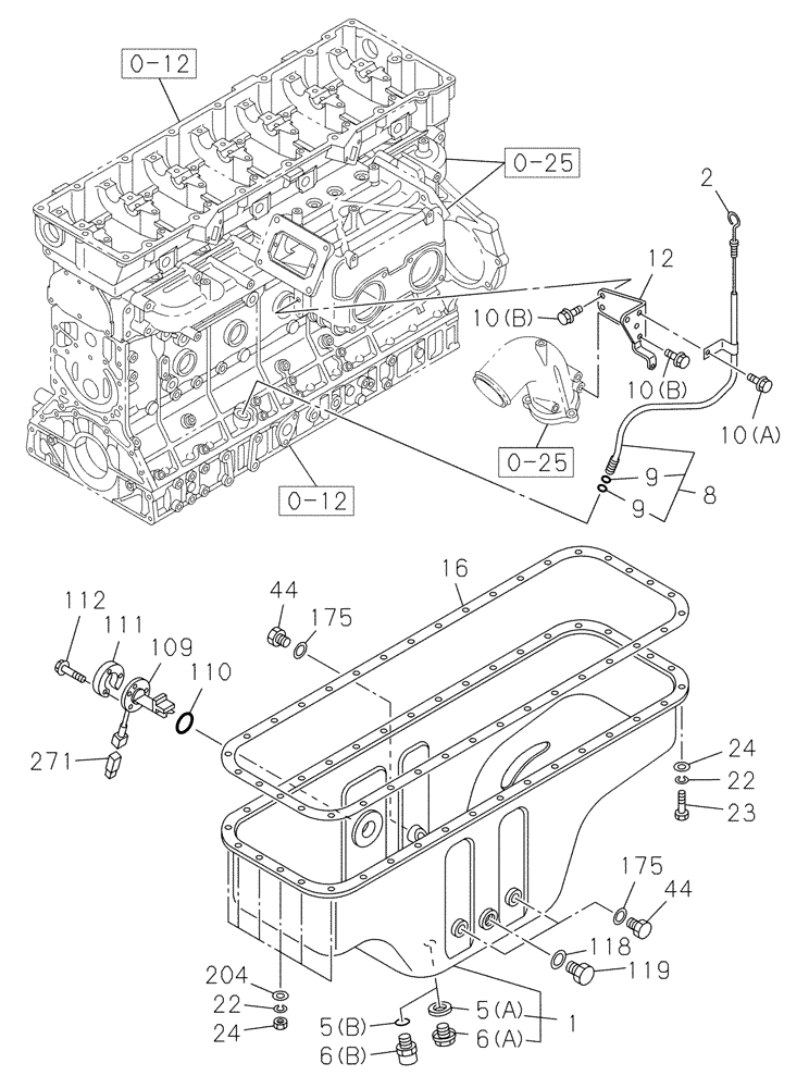 Схема запчастей Case CX470C - (02-013-01[01]) - OIL PAN (01) - ENGINE