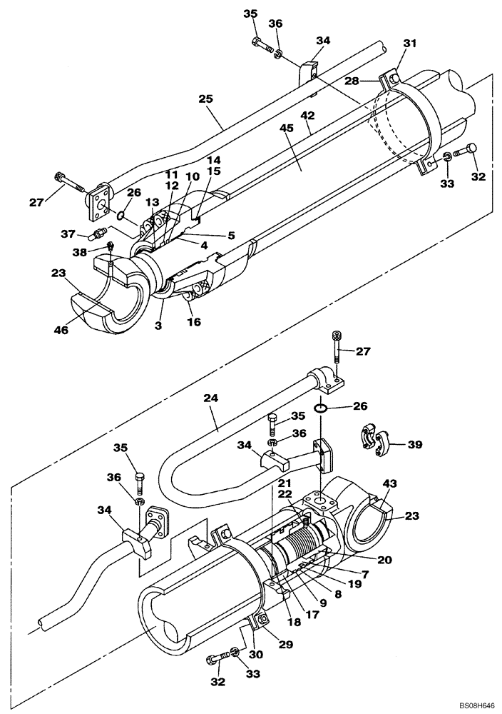 Схема запчастей Case CX470B - (08-97) - CYLINDER ASSY - ARM (KTV12720) (08) - HYDRAULICS