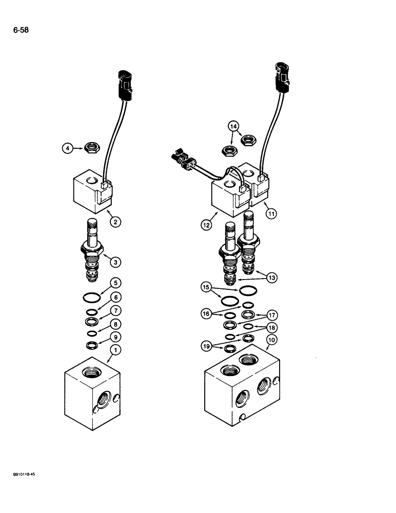 Схема запчастей Case 680L - (6-58) - SOLENOID VALVE, SINGLE, PRIOR TO P.I.N. JJG0070953 (06) - POWER TRAIN