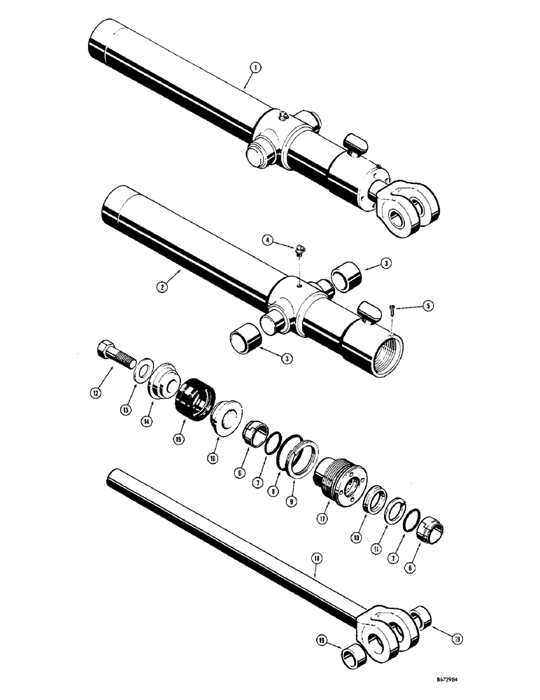 Схема запчастей Case 680CK - (202) - D34739 AND D34740 LOADER TILT CYLINDER, BEFORE TRACTOR SN. 9105675 (35) - HYDRAULIC SYSTEMS