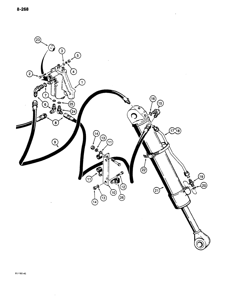 Схема запчастей Case 680K - (8-268) - BACKHOE STABILIZER CYLINDER HYDRAULIC CIRCUIT (08) - HYDRAULICS