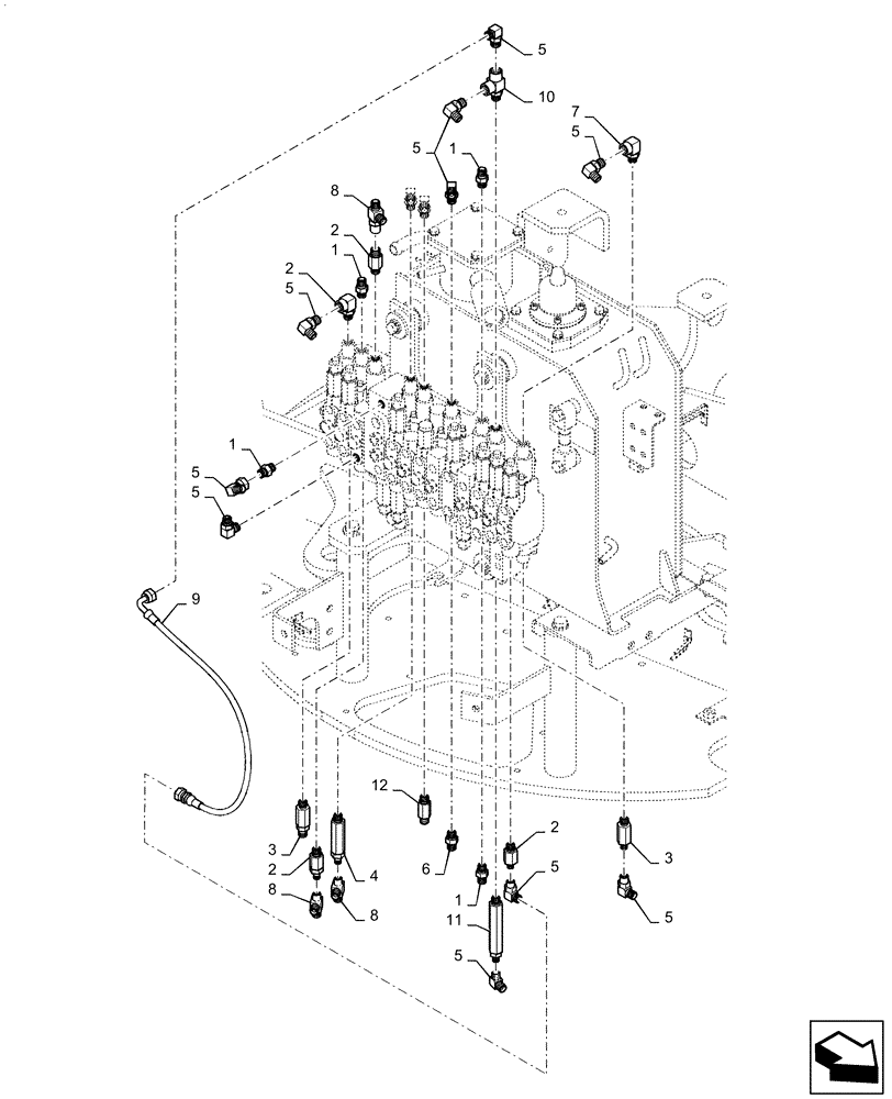 Схема запчастей Case CX36B - (01-053[01]) - CONTROL LINES, MAIN (ANGLE DOZER) (35) - HYDRAULIC SYSTEMS