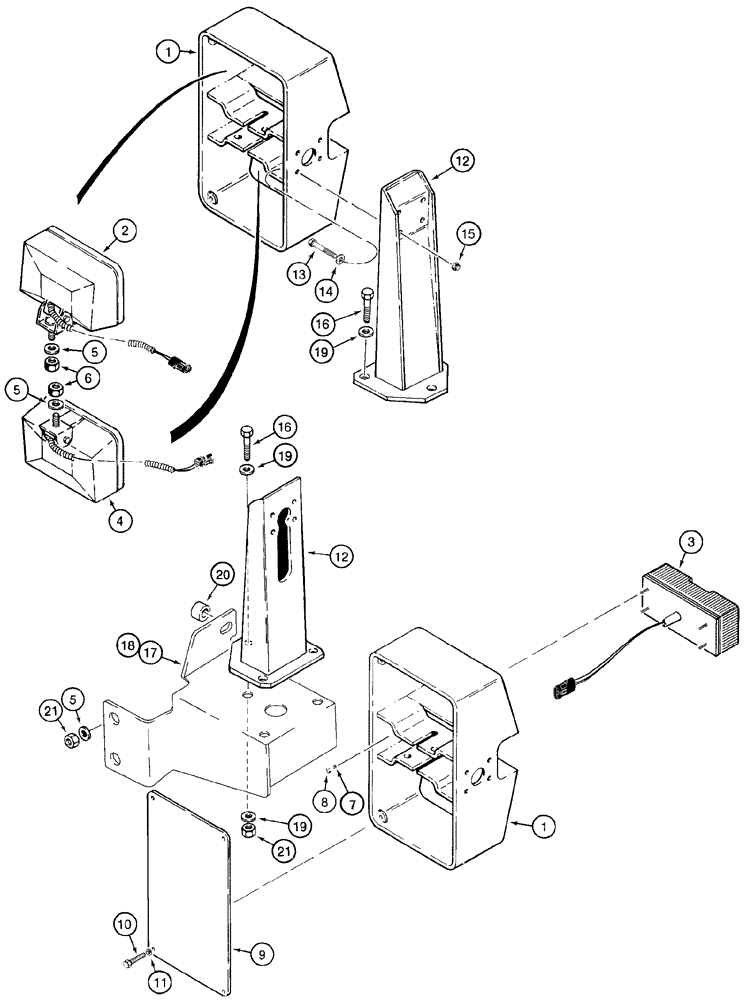 Схема запчастей Case 721C - (04-21) - MOUNTING - LAMP, FRONT (04) - ELECTRICAL SYSTEMS