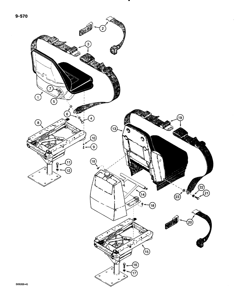 Схема запчастей Case 580K - (09-570) - SEATS AND MOUNTING PARTS, STANDARD AND SUSPENSION (09) - CHASSIS/ATTACHMENTS