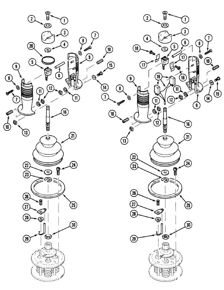 Схема запчастей Case 580SK - (4-58) - CONTROL LEVER, PRESTIGE/SERVOPOWER (04) - ELECTRICAL SYSTEMS