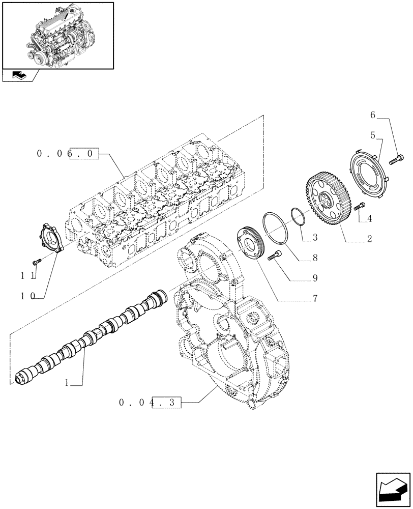 Схема запчастей Case F2CE9684H E010 - (0.12.5) - CAMSHAFT (504129406) 