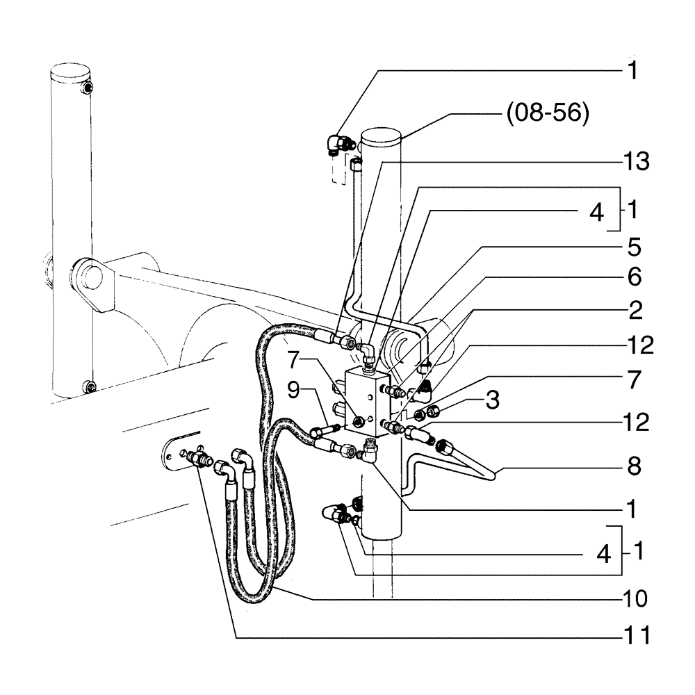 Схема запчастей Case 865B - (08-13[01]) - MOLDBOARD LIFT PIPING (08) - HYDRAULICS