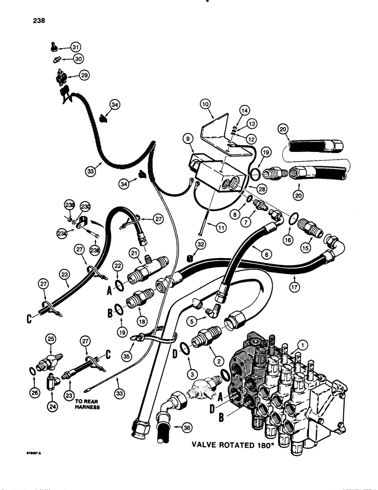 Схема запчастей Case 780B - (238) - BACKHOE BOOM LOCK HYDRAULIC AND ELECTRICAL CIRCUIT (08) - HYDRAULICS