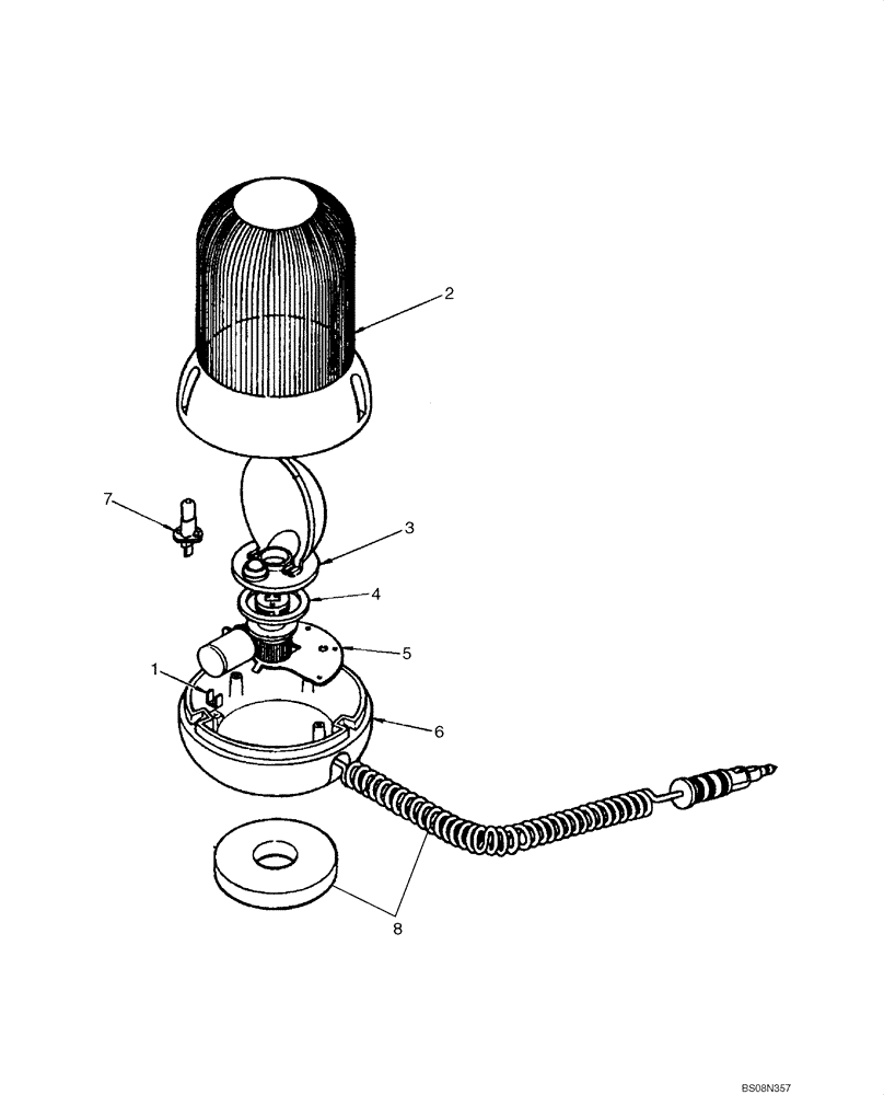 Схема запчастей Case 821F - (55.404.05) - ROTATING BEACON COMPONENTS (55) - ELECTRICAL SYSTEMS