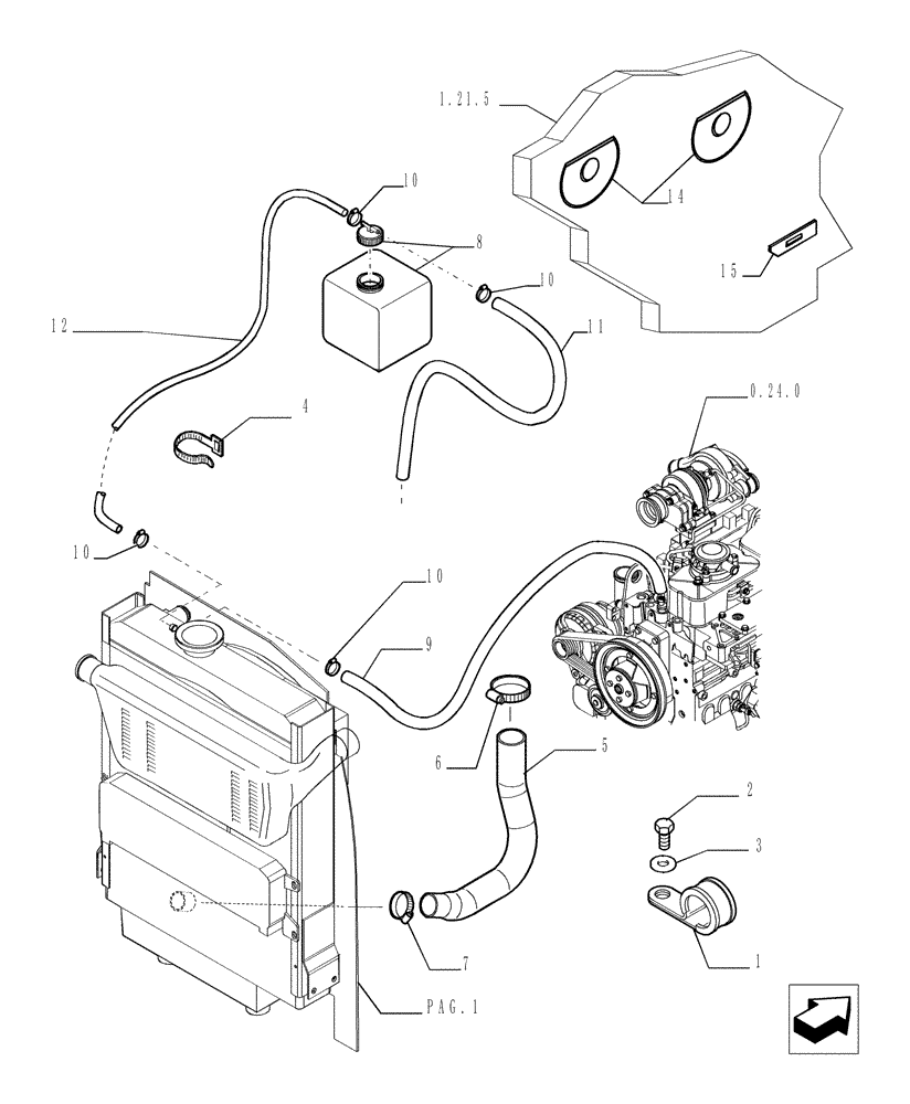 Схема запчастей Case TX1055 - (1.17.0[04]) - ENGINE COOLING (10) - ENGINE