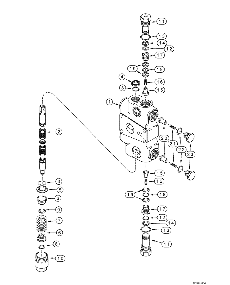 Схема запчастей Case 580M - (08-31) - VALVE SECTION - LOADER CLAM (08) - HYDRAULICS