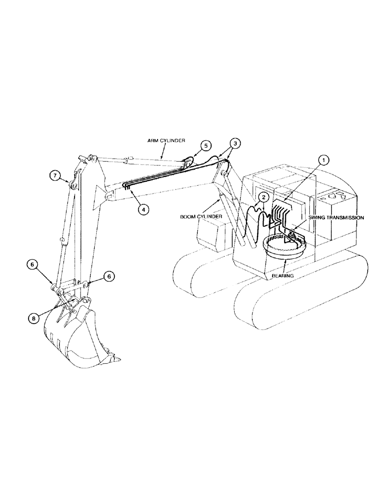 Схема запчастей Case 888 - (1-016) - PICTORIAL INDEX, LUBRICATION LINES (00) - PICTORIAL INDEX