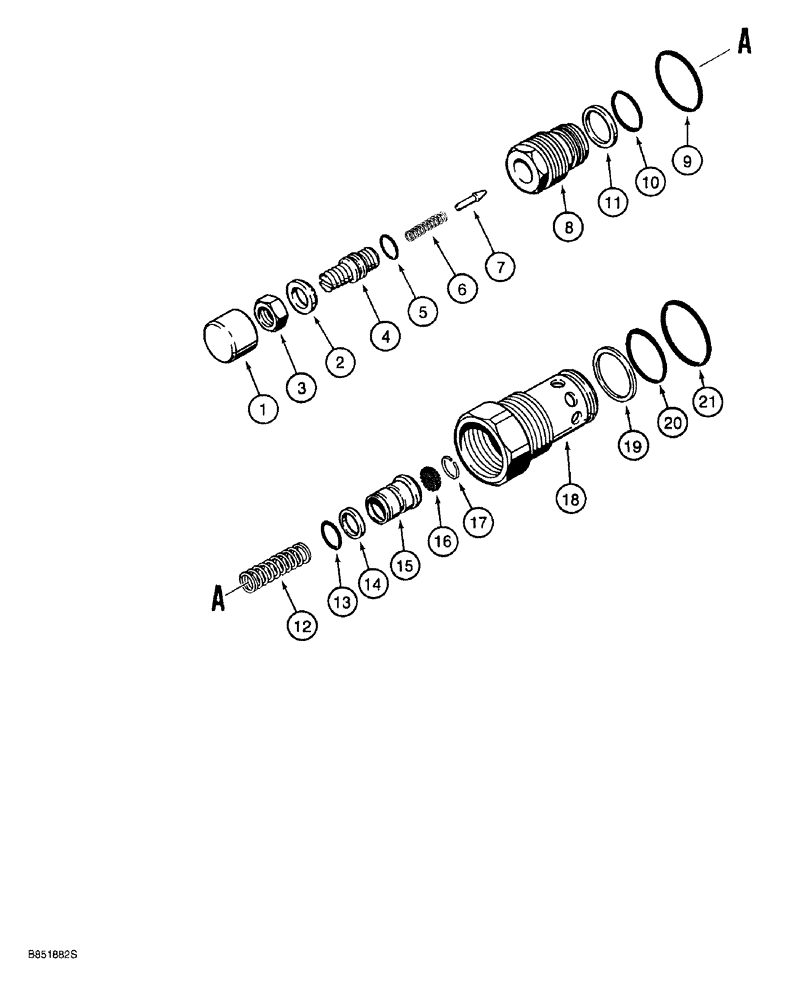 Схема запчастей Case 650G - (8-42) - MAIN RELIEF VALVE (08) - HYDRAULICS