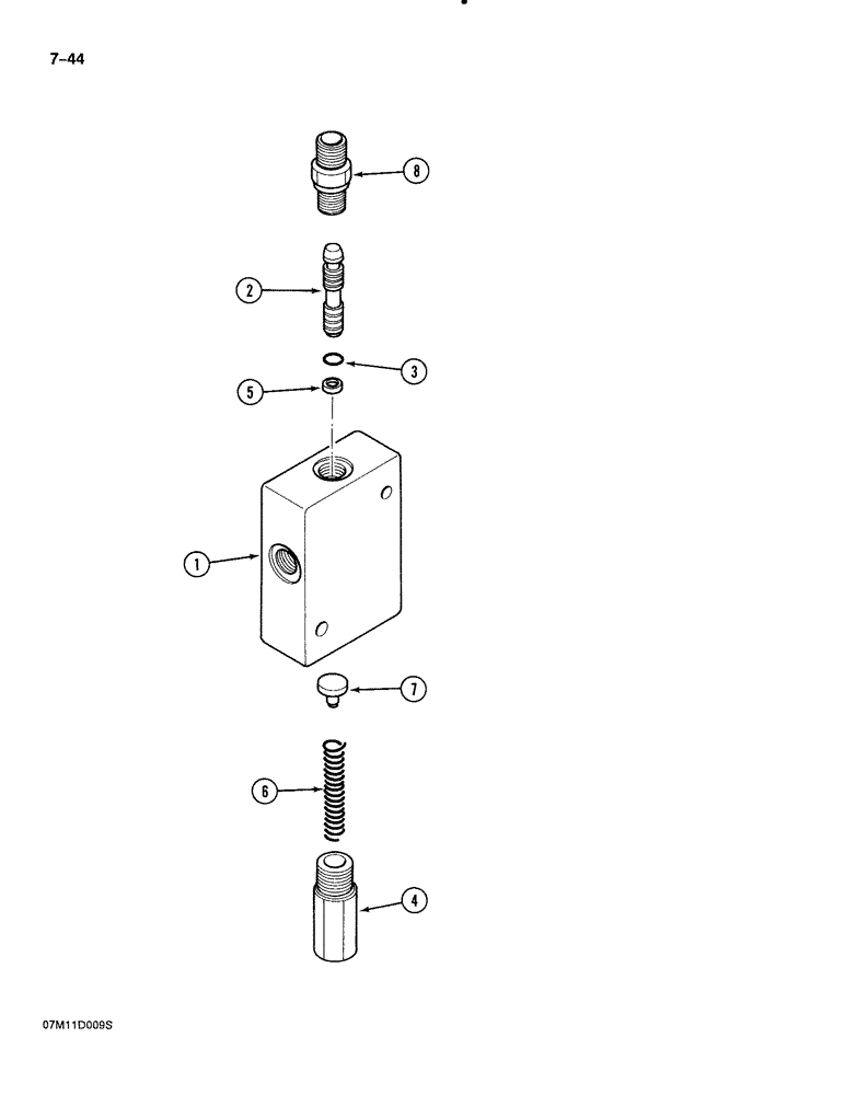 Схема запчастей Case 888 - (7-044) - TRAVEL SPEED LIMITED VALVE, P.I.N. FROM 15263 AND AFTER (07) - BRAKES