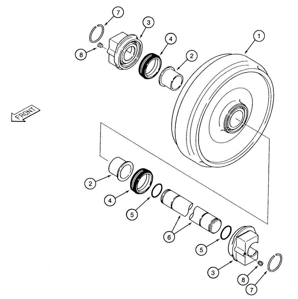 Схема запчастей Case 9050 - (5-06) - IDLER WHEEL (11) - TRACKS/STEERING