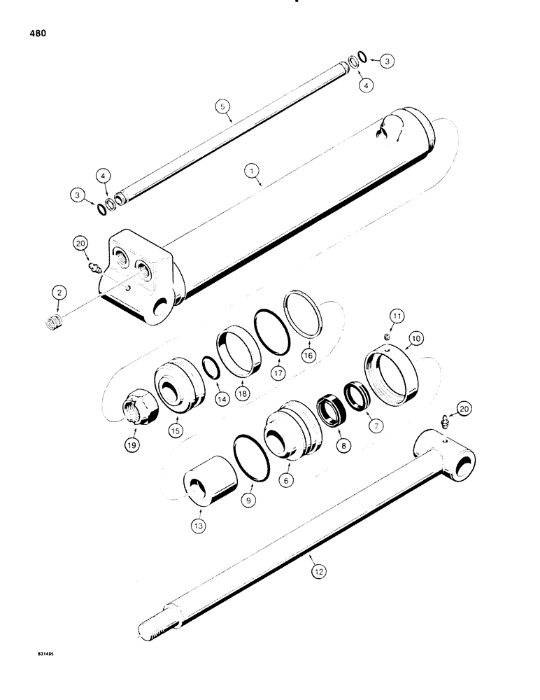 Схема запчастей Case SD100 - (480) - H623637 BOOM, DIPPER, AND BUCKET CYLINDER, USED ON FIVE SPOOL BACKHOE S/N XXXXXX THRU 1153353 (84) - BOOMS, DIPPERS & BUCKETS