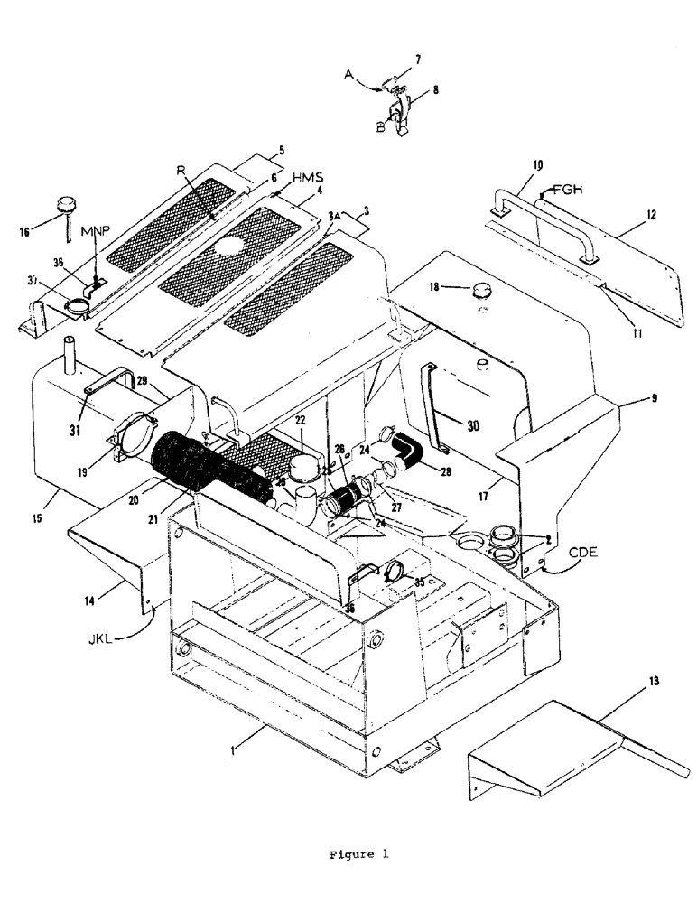 Схема запчастей Case P55 - (04) - HOOD, FRONT FENDERS, OIL RESERVOIRS, AIR CLEANER - WISCONSIN ENGINES 