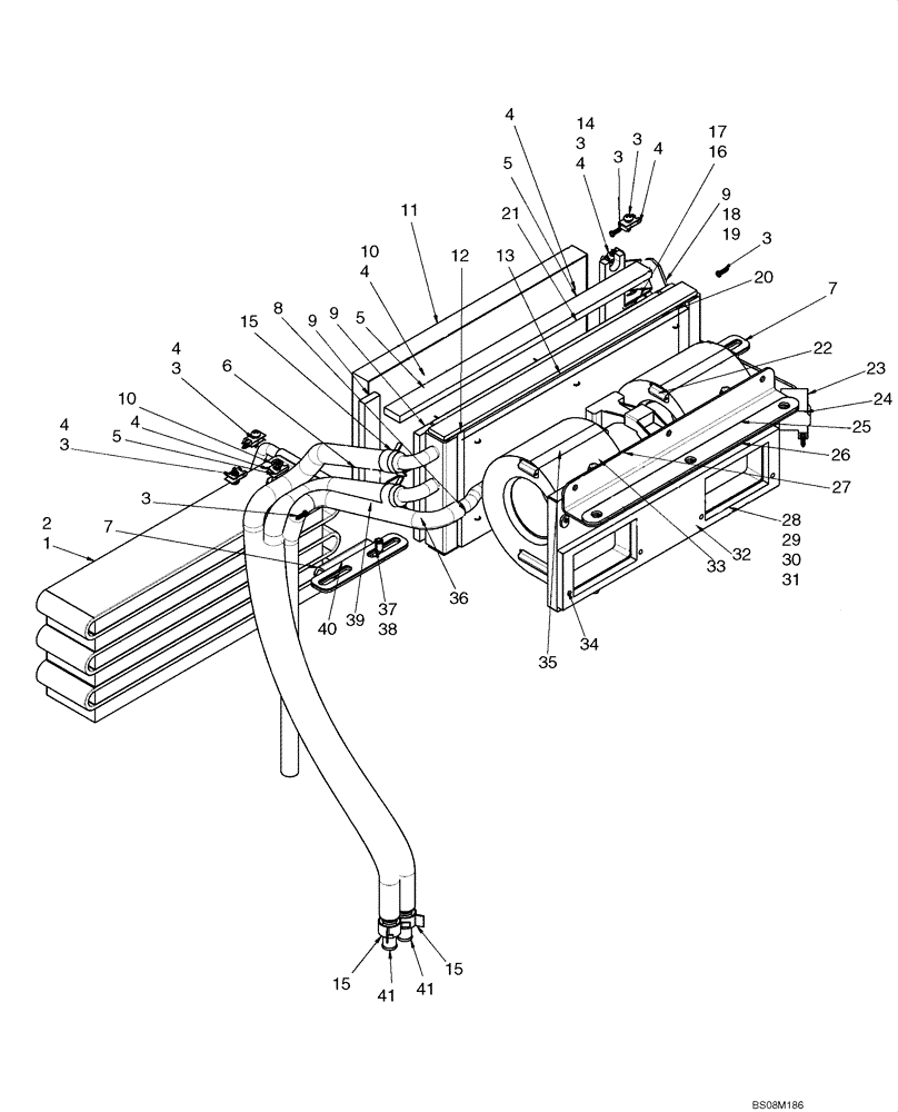 Схема запчастей Case 420CT - (09-38A) - HEATER AND AIR CONDITIONING ASSEMBLY (09) - CHASSIS