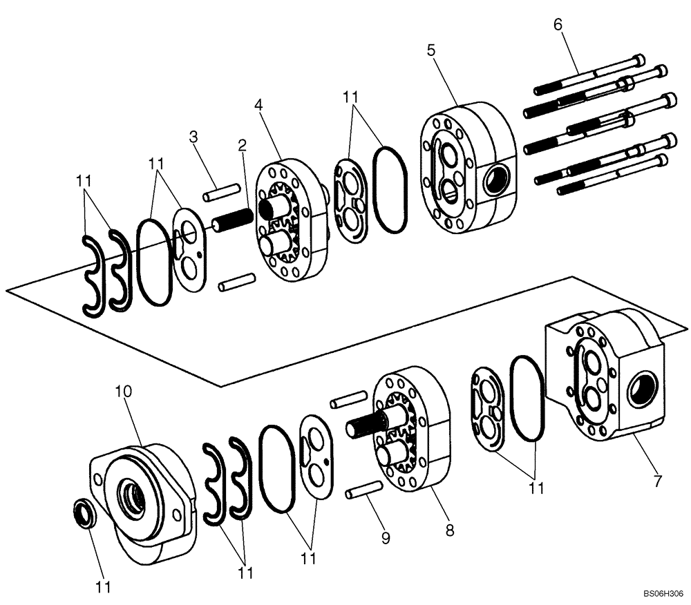 Схема запчастей Case 445 - (06-36) - HYDRAULIC GEAR PUMP - HIGH FLOW (06) - POWER TRAIN